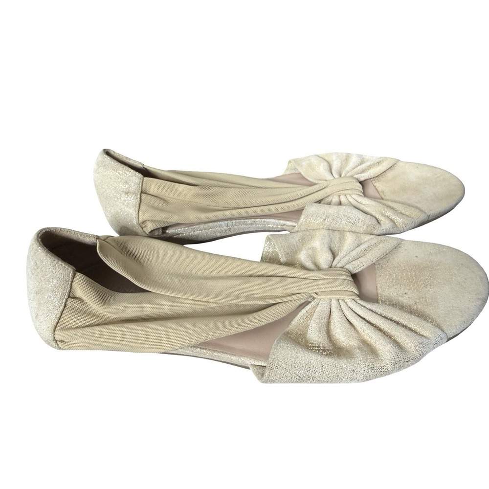 Donald Pliner Champagne gold sandals knotted bow fabric size 8M - Picture 3 of 6